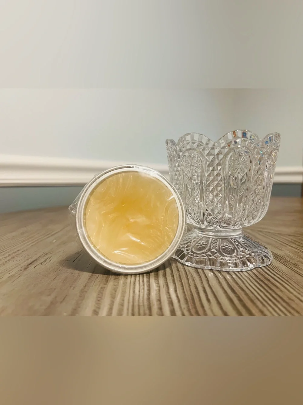 Avon x Fostoria Crystal Candle Holder with Floral Medley Candle Insert
